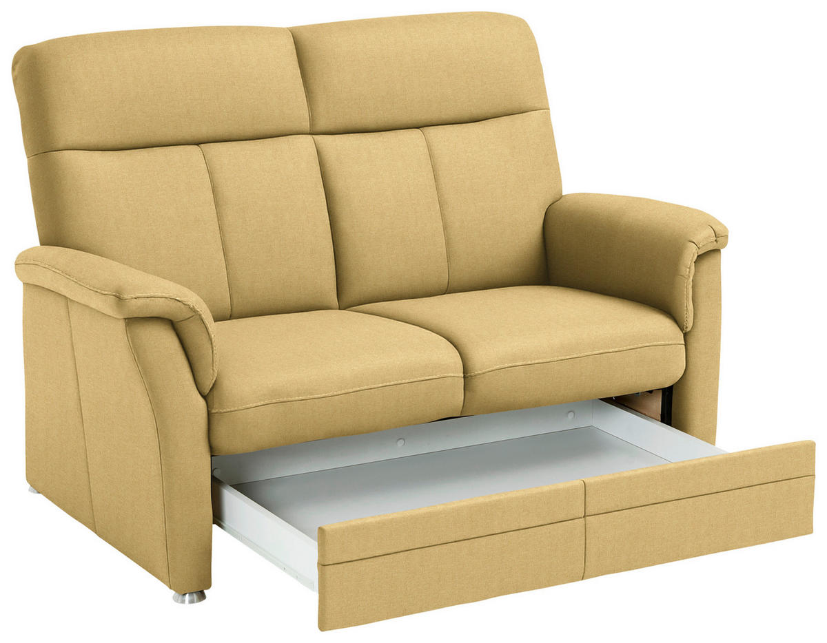 2-SITZER-SOFA Flachgewebe Gelb  - Gelb/Alufarben, Konventionell, Textil/Metall (142/100/89cm) - Beldomo Comfort