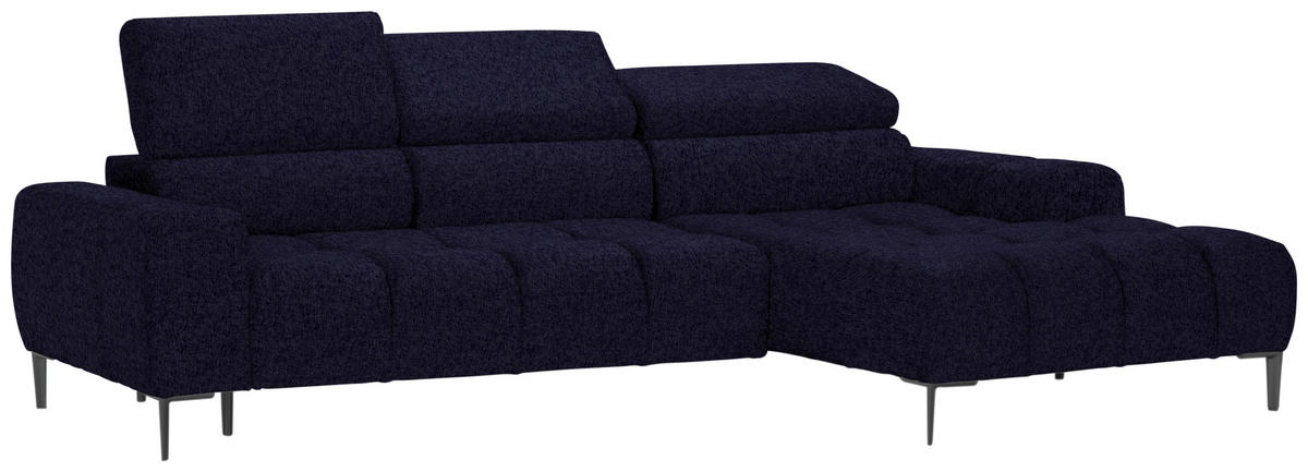 ECKSOFA in Samt, Webstoff Schwarz  270/177 cm  - Schwarz, Design, Textil/Metall (270/177cm) - Welnova