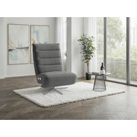 RELAXSESSEL EVE E Chenille Kopfteilverstellung, Rücken echt    - Anthrazit/Silberfarben, Basics, Textil/Metall (80/109/98cm) - Sit & More