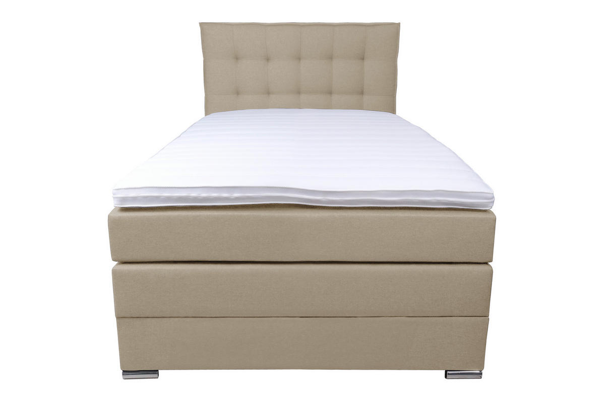 BOXSPRINGBETT 120/200 cm  in Beige  - Chromfarben/Beige, Konventionell, Kunststoff/Textil (120/200cm) - Boxxx