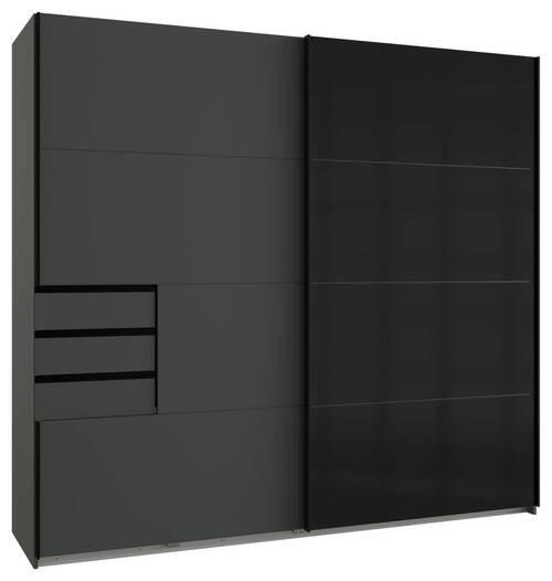 SCHIEBETÜRENSCHRANK 225/210/64 cm 2-türig Graphitfarben, Schwarz  - Graphitfarben/Schwarz, KONVENTIONELL, Holzwerkstoff/Metall (225/210/64cm) - MID.YOU