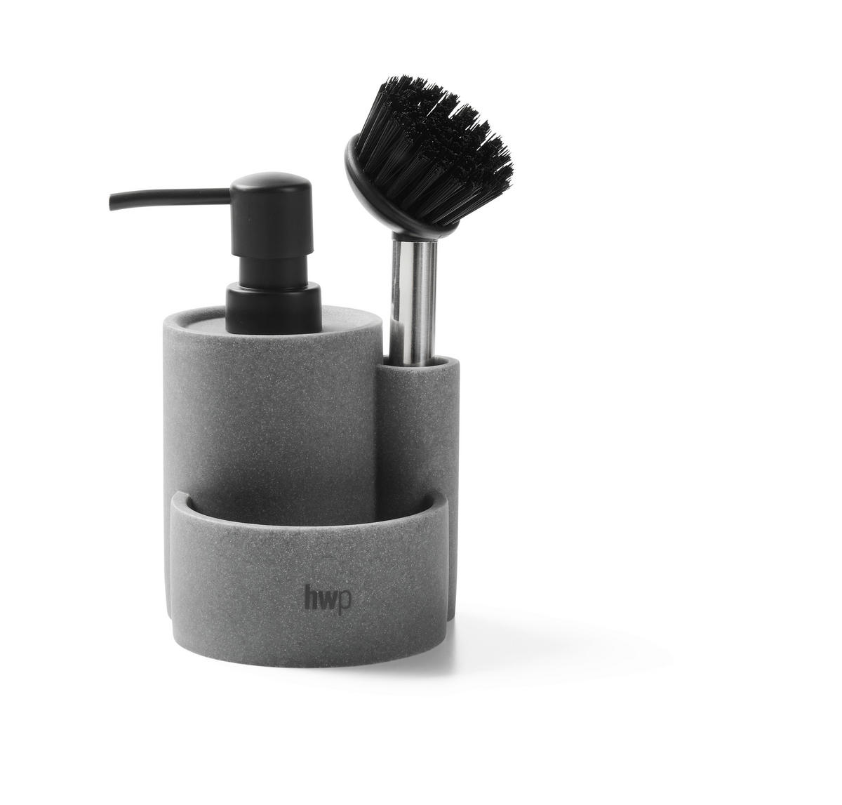 SPÜLMITTELSPENDER  - Grau, Basics, Kunststoff/Metall (12/15,5cm) - Homeware Profession.