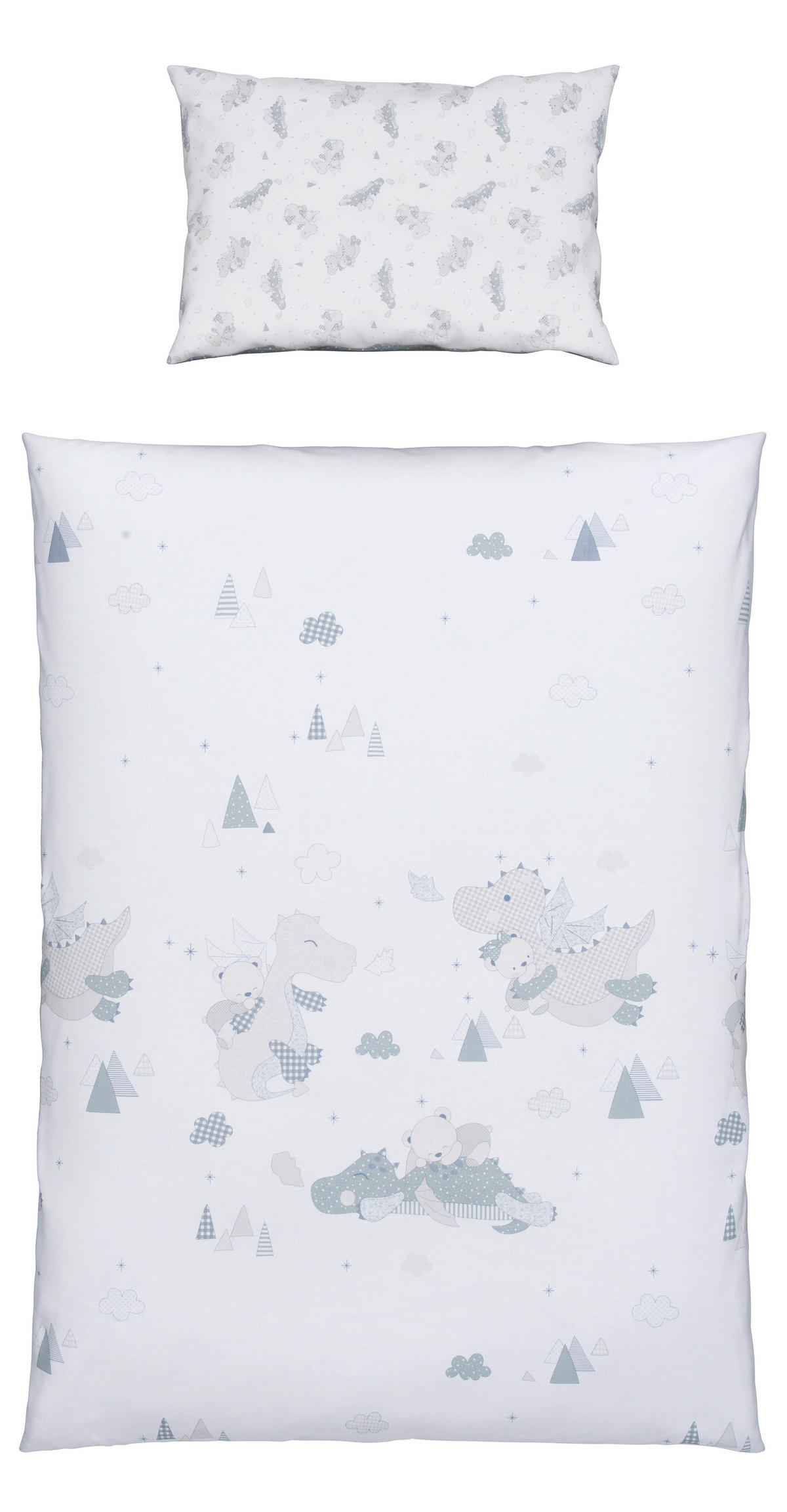 BABYBETTWÄSCHE 100/135 cm  - Weiß/Grau, Basics, Textil (100/135cm) - Patinio
