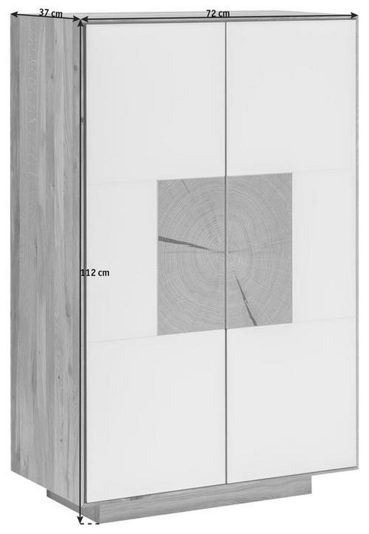 SCHUHSCHRANK Asteiche massiv Anthrazit, Eichefarben  - Eichefarben/Anthrazit, MODERN, Glas/Holz (72/112/37cm) - Linea Natura