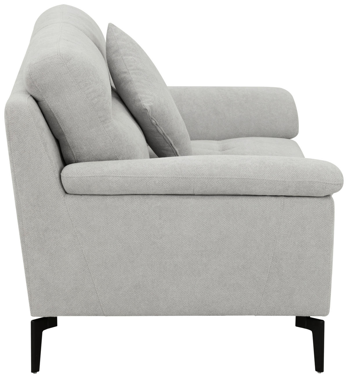BOXSPRINGSOFA in Textil Grau  - Schwarz/Grau, KONVENTIONELL, Textil/Metall (175/92/94cm) - Livetastic