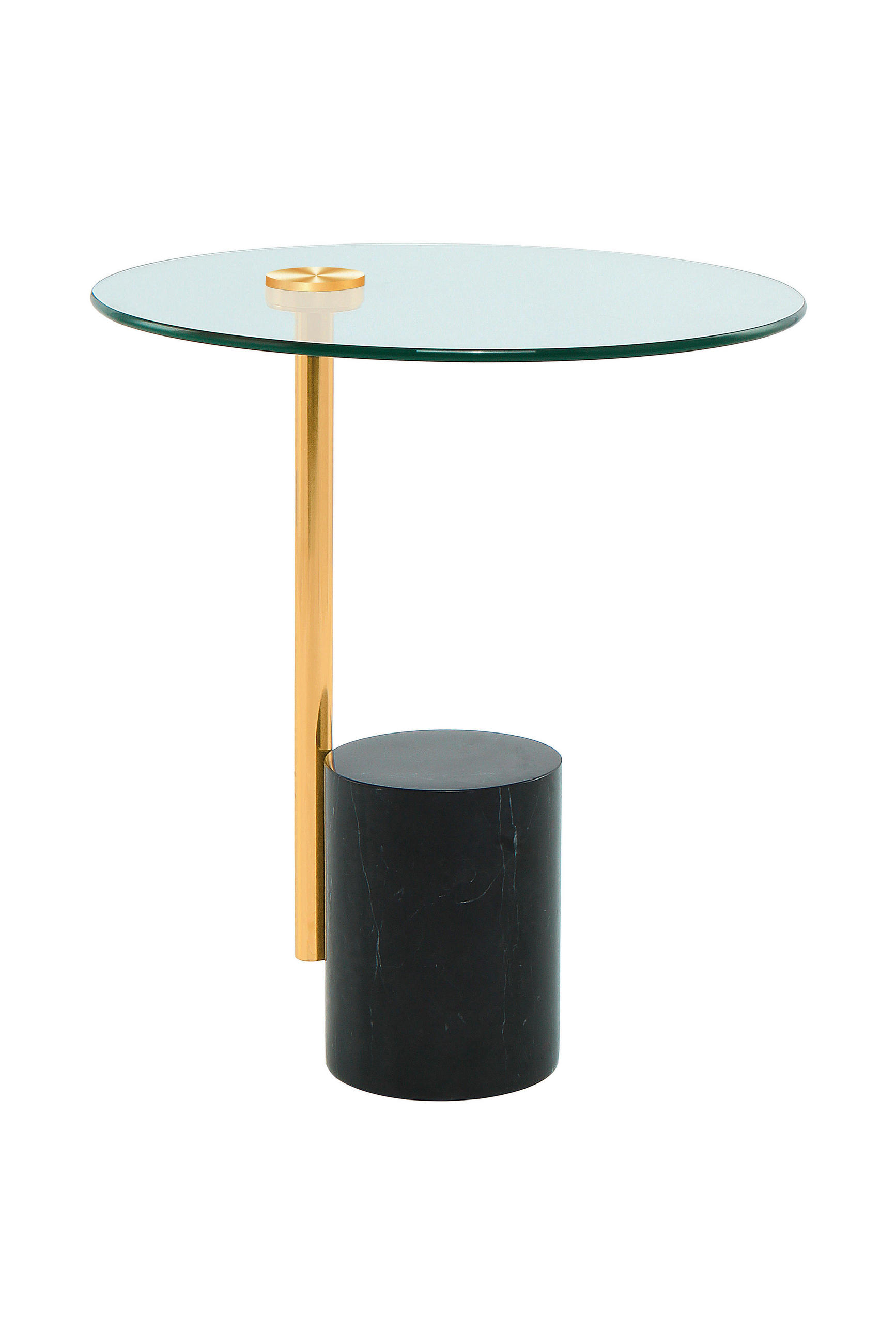 BEISTELLTISCH 44/44/50 cm Schwarz, Goldfarben rund  - Goldfarben/Schwarz, Design, Glas/Stein (44/44/50cm) - Kayoom