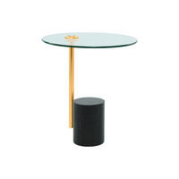 BEISTELLTISCH 44/44/50 cm Schwarz, Goldfarben rund  - Goldfarben/Schwarz, Design, Glas/Stein (44/44/50cm) - Kayoom