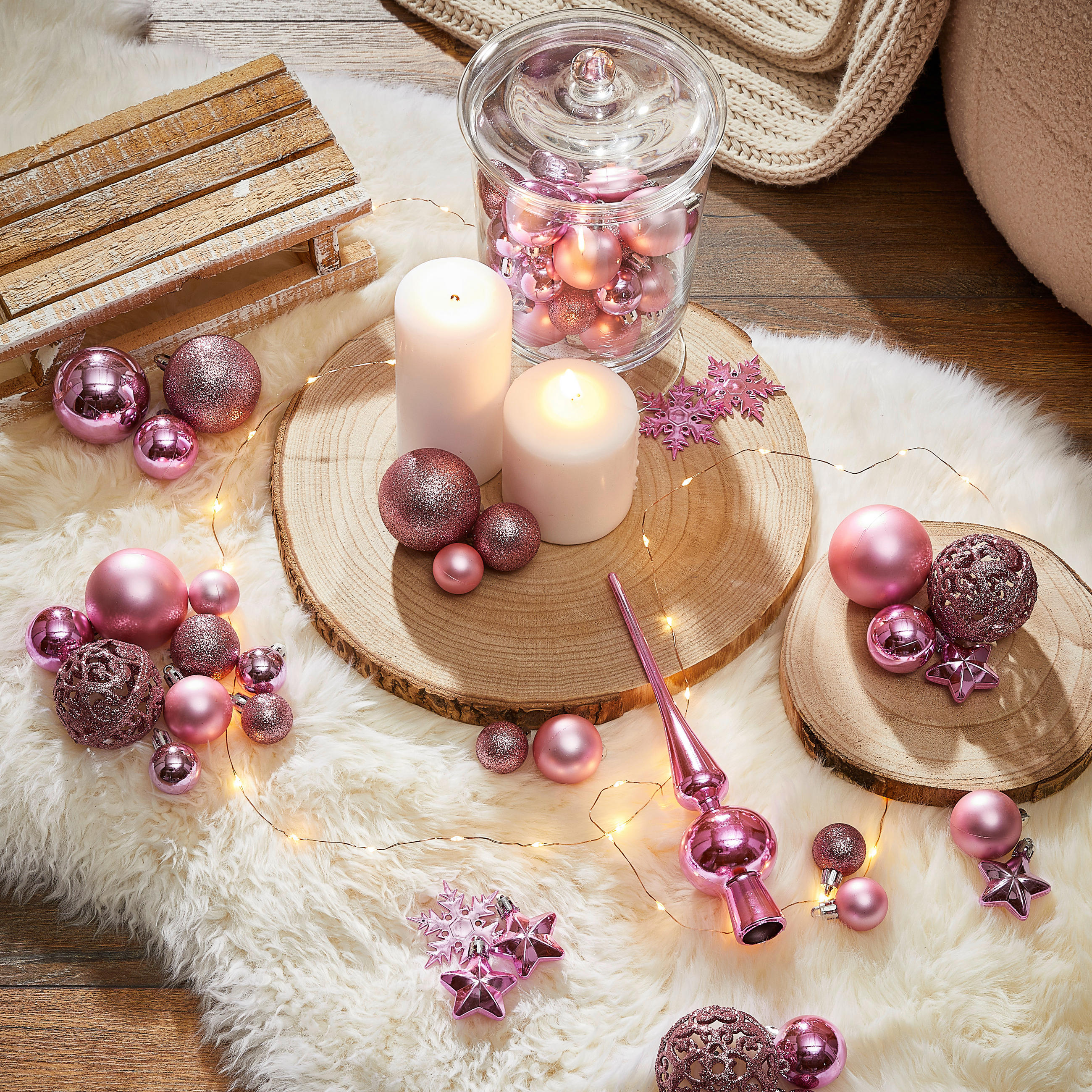 CHRISTBAUMKUGEL-SET - Pink, Trend, Kunststoff (36/23/12cm) - X-Mas