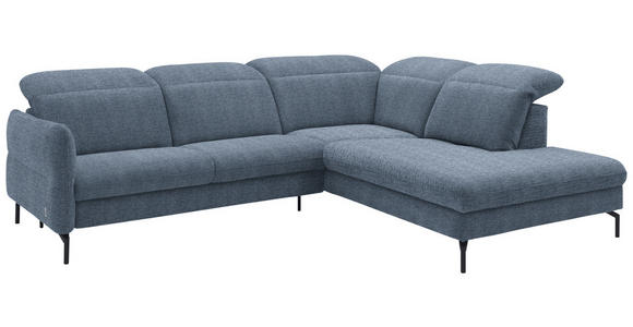 ECKSOFA in Flachgewebe Blau 299-313/233 cm - Blau/Schwarz, Design, Textil/Metall (299-313/233cm) - Dieter Knoll