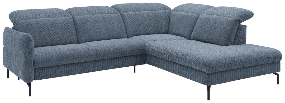 ECKSOFA in Flachgewebe Blau  - Blau/Schwarz, Design, Textil/Metall (299-313/233cm) - Dieter Knoll