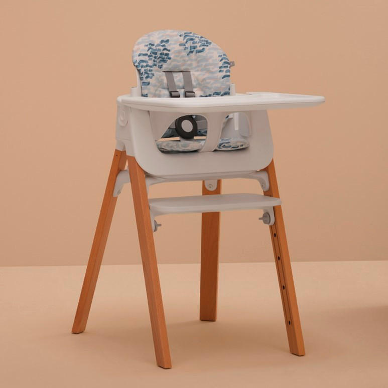 Thumbnail - Stokke Hochstuhleinlage Steps, Blau, Weiß, Textil, Wellen, 28x5x18 cm, abwaschbar, wasserabweisend, Babymöbel, Hochstühl...