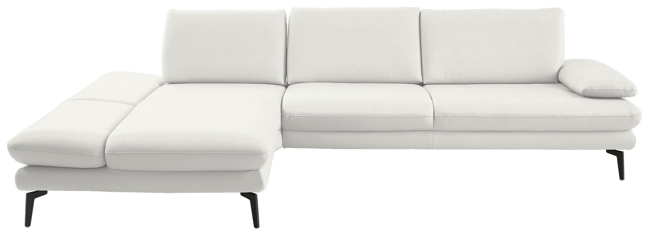 ECKSOFA in Echtleder Weiss  - Weiss/Schwarz, Design, Leder/Metall (195/308cm) - Dieter Knoll