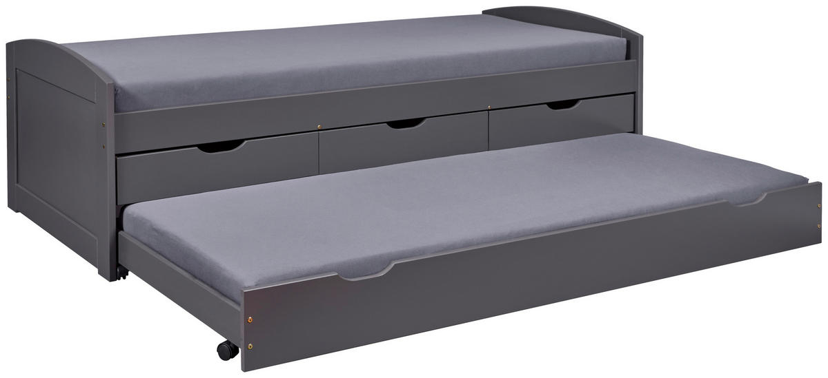 AUSZIEHBETT 90/200 cm Grau  - Naturfarben/Grau, Basics, Holz/Kunststoff (90/200cm) - MID.YOU
