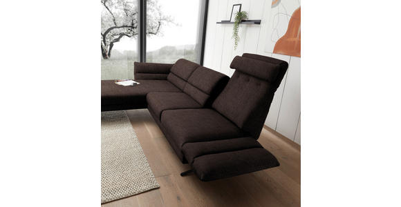 ECKSOFA Braun Flachgewebe  - Schwarz/Braun, Design, Textil/Metall (176-217/279-327cm) - Dieter Knoll