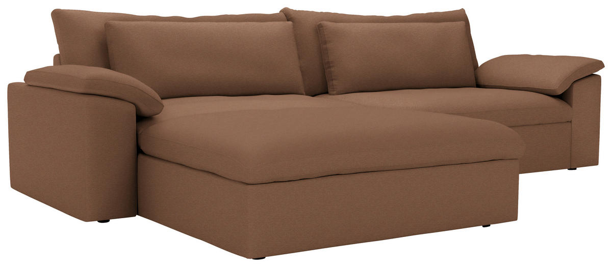 ECKSOFA  Chenille Altrosa  - Schwarz/Altrosa, Modern, Kunststoff/Textil (198/306cm) - Carryhome