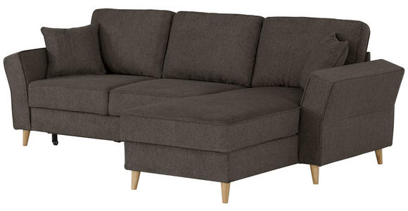 ECKSOFA Graubraun Flachgewebe - Eichefarben/Graubraun, KONVENTIONELL, Holz/Textil (265/159cm) - Carryhome