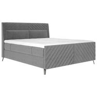 BOXSPRINGBETT 180/200 cm,  in Grau, Matratze, Topper, Wendematratze mit unterschiedlichen Härtegraden, H2 + H3 = mittel + fest  - Schwarz/Grau, Design, Textil/Metall (180/200cm) - Esposa