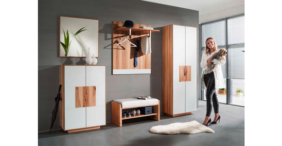 GARDEROBENBANK  in 88/44/42 cm  - Buchefarben/Weiß, MODERN, Leder/Holz (88/44/42cm) - Linea Natura