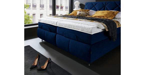 BOXSPRINGBETT 180/200 cm  in Dunkelblau  - Schwarz/Dunkelblau, KONVENTIONELL, Textil/Metall (180/200cm) - Dieter Knoll