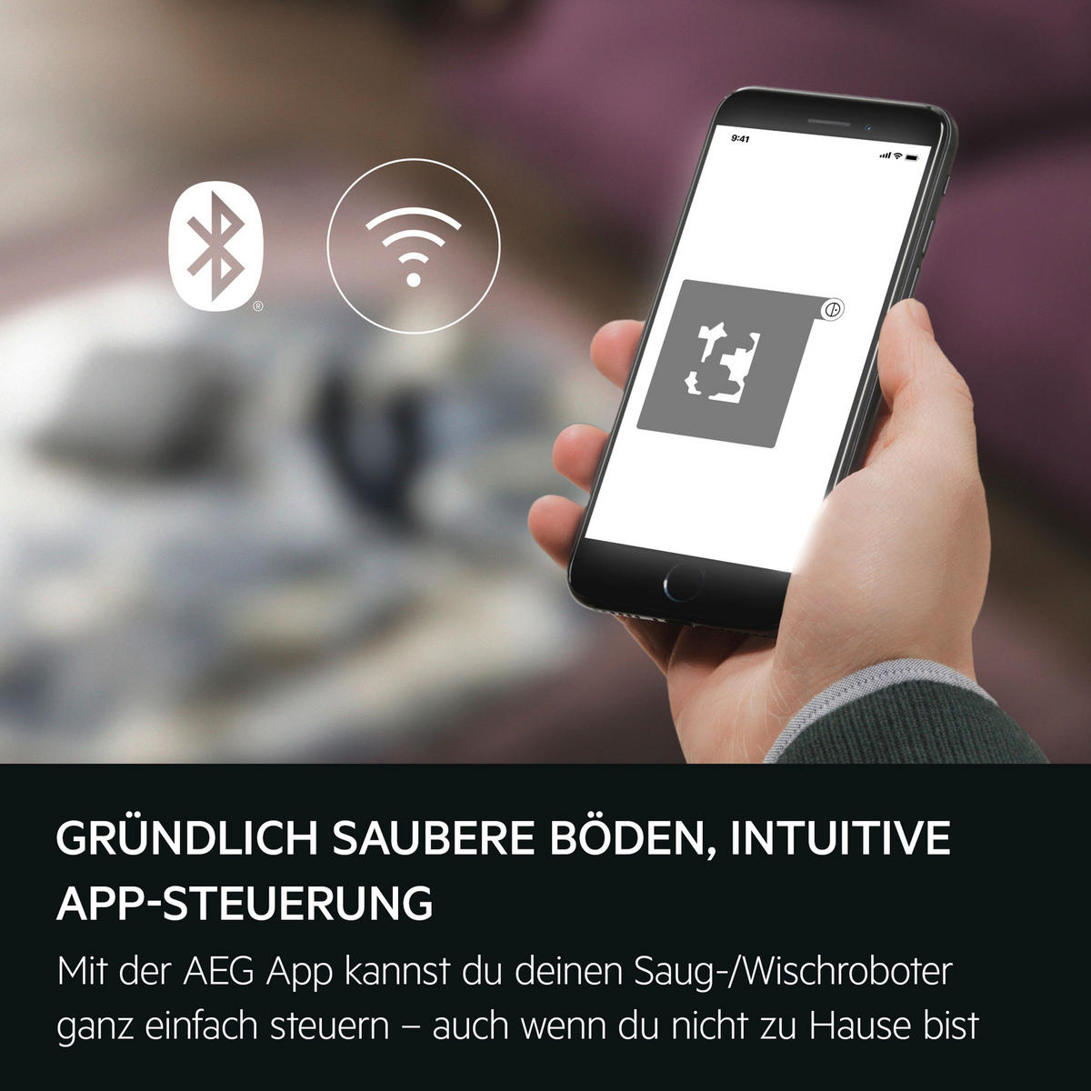 STAUBSAUGERROBOTER AR71HW2DG mit Wischfunktion  - Dunkelgrau, Basics, Kunststoff (33,5/10/33,5cm) - AEG