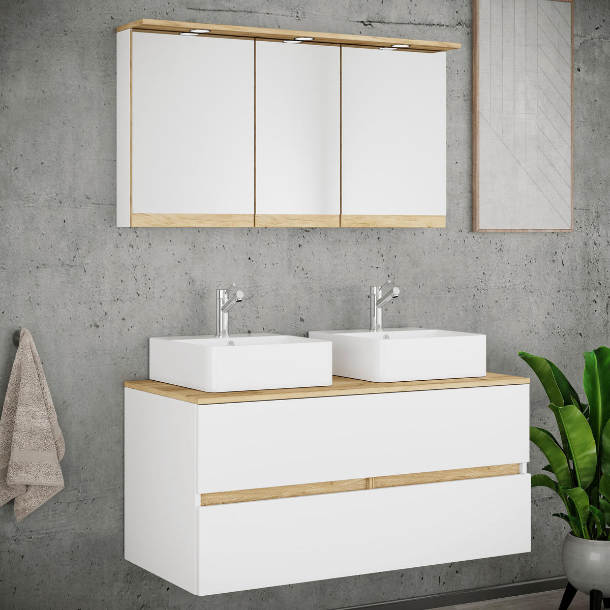  111 cm  - vit/honungsek, Trend, trämaterial/keramik (111cm) - MID.YOU