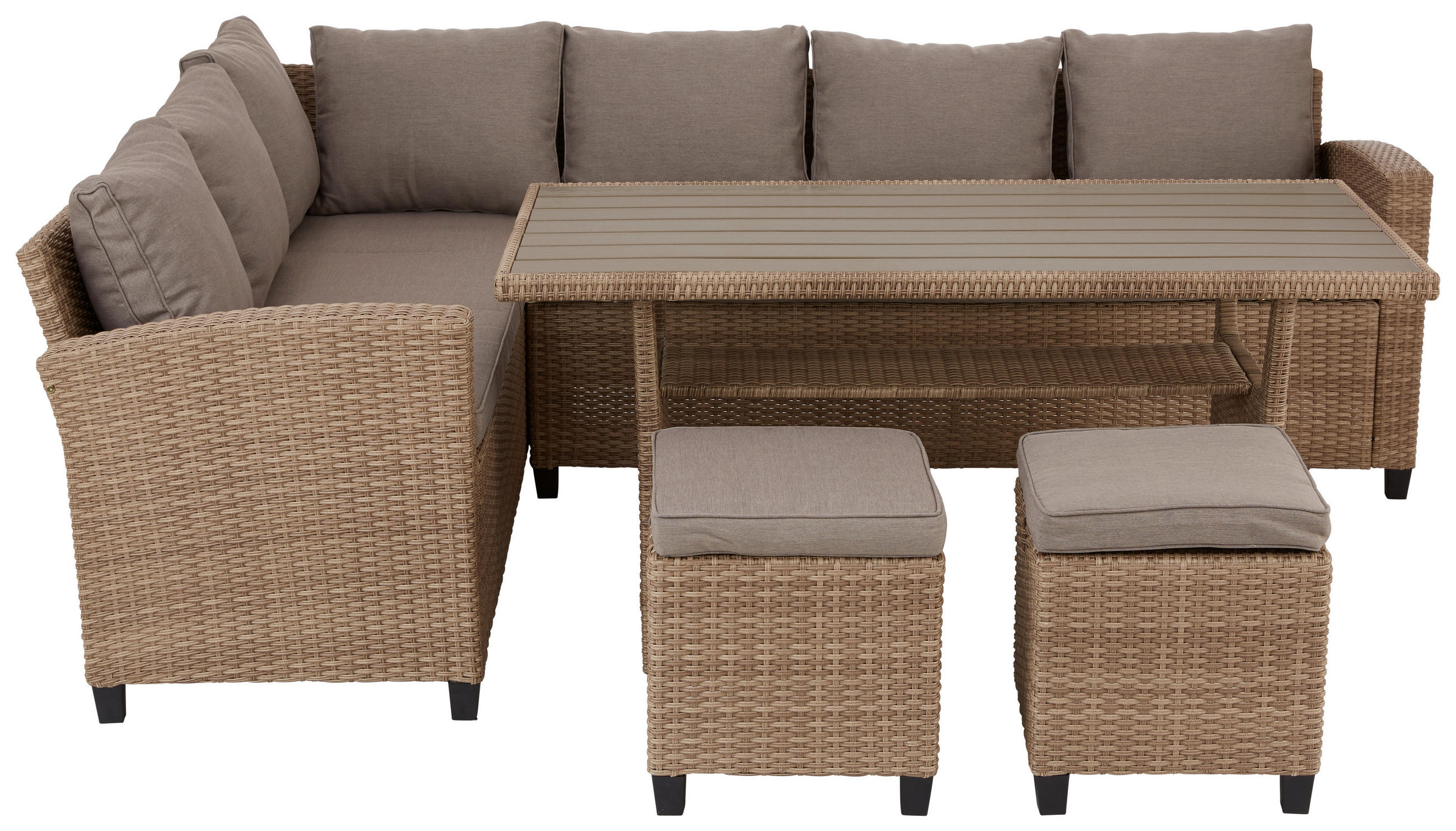 DINING-LOUNGESET  - Sandfarben/Hellbraun, ROMANTIK / LANDHAUS, Kunststoff/Textil (179/236cm) - Ambia Garden