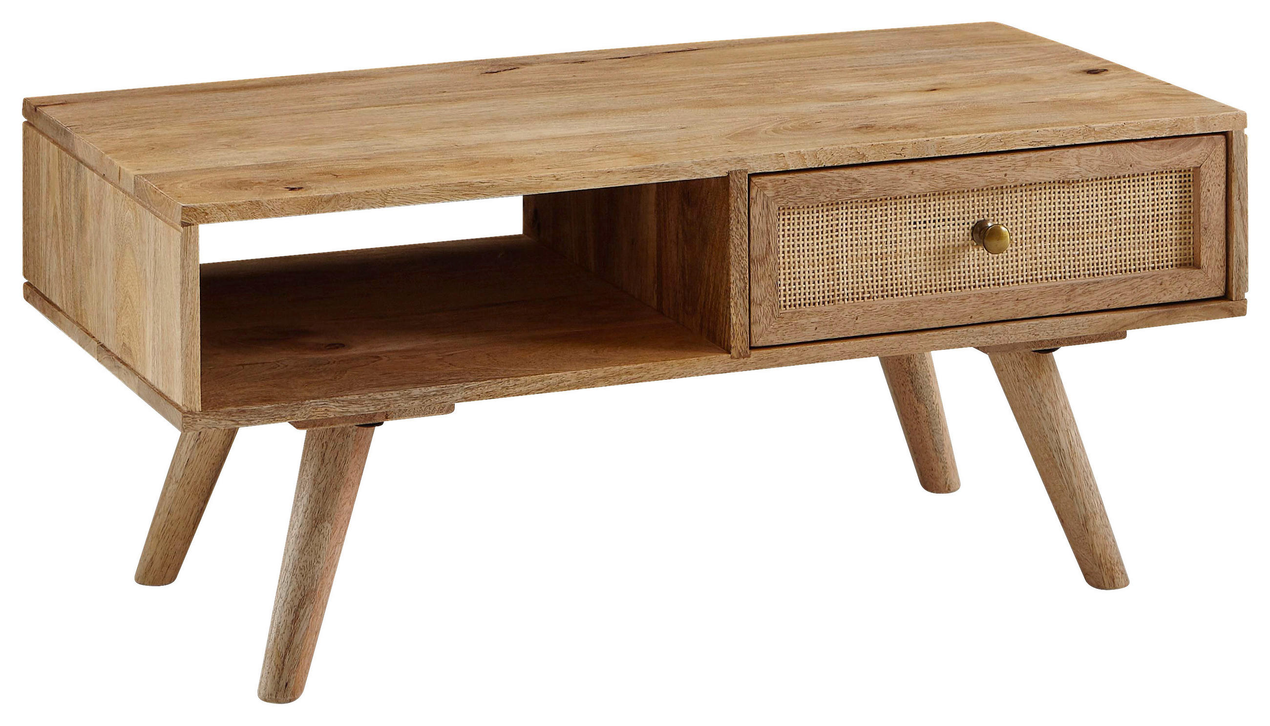 COUCHTISCH Mangoholz massiv 90/45/40 cm rechteckig Naturfarben  - Goldfarben/Naturfarben, KONVENTIONELL, Holz/Metall (90/45/40cm) - MID.YOU