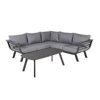 LOUNGEGARNITUR 3-teilig   Aluminium  - Dunkelgrau/Grau, Basics, Kunststoff/Textil - Gardenson