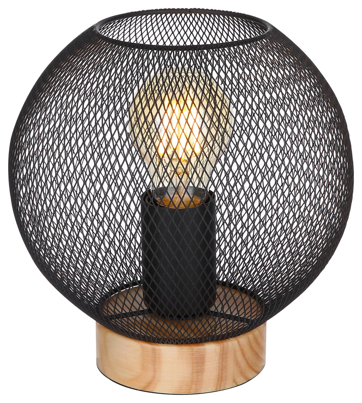 STOLNÍ LAMPA, E27, 20/20 cm  - černá/hnědá, Basics, kov/dřevo (20/20cm) - Globo