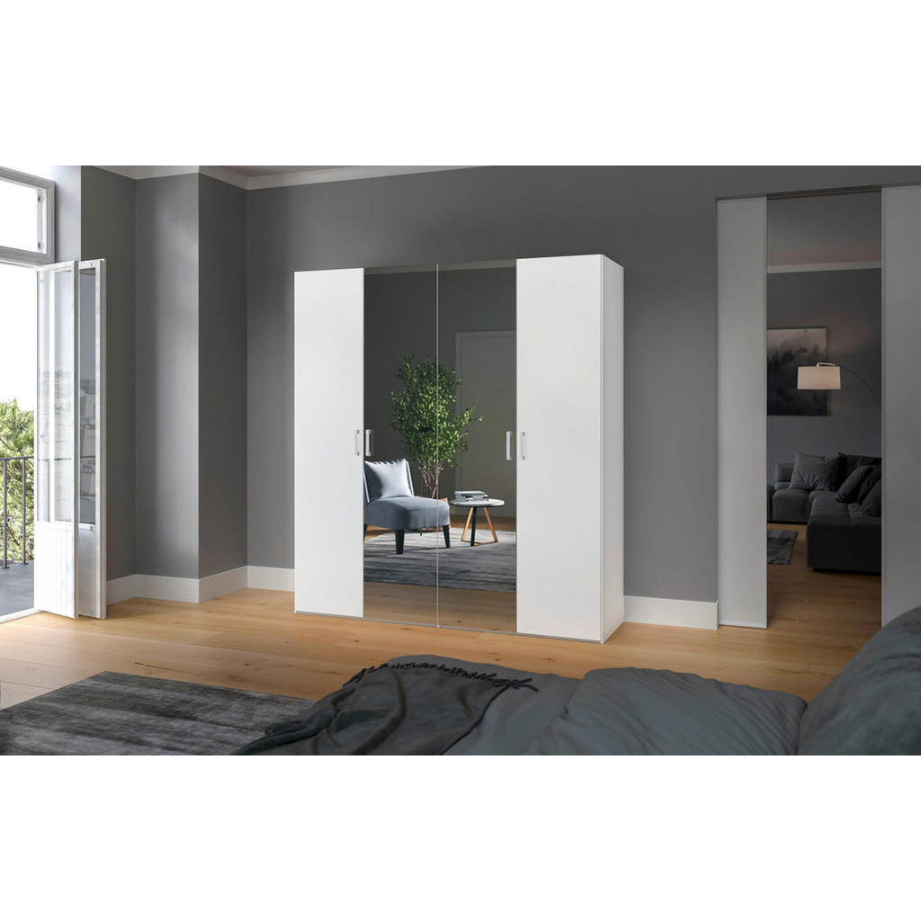 Thumbnail - Boxxx Drehtürenschrank, Weiß, Holzwerkstoff, 2 Fächer, 203x215x59 cm, erweiterbar, Beimöbel erhältlich, umfangreiches Zu...