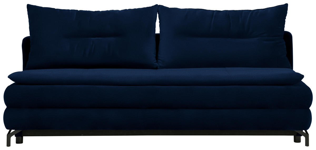 SCHLAFSOFA in Flachgewebe Dunkelblau  - Schwarz/Dunkelblau, MODERN, Textil/Metall (208/73/92/102cm) - Novel