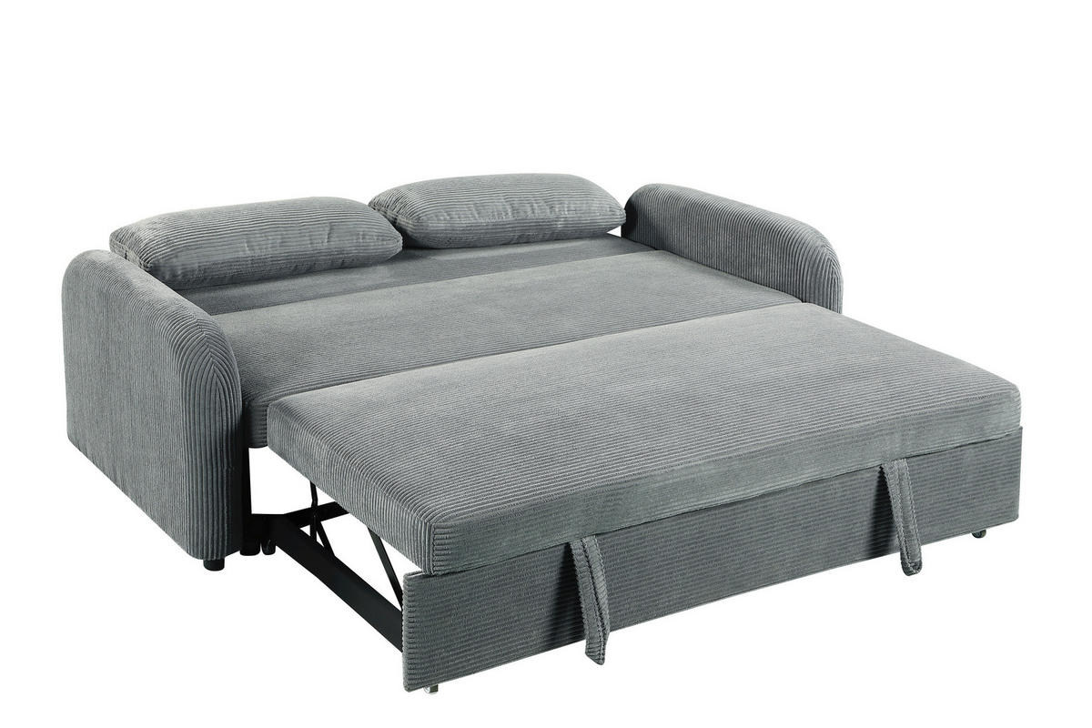 SCHLAFSOFA Cord Dunkelgrau  - Dunkelgrau/Schwarz, Design, Kunststoff/Textil (193/86/90cm) - MID.YOU