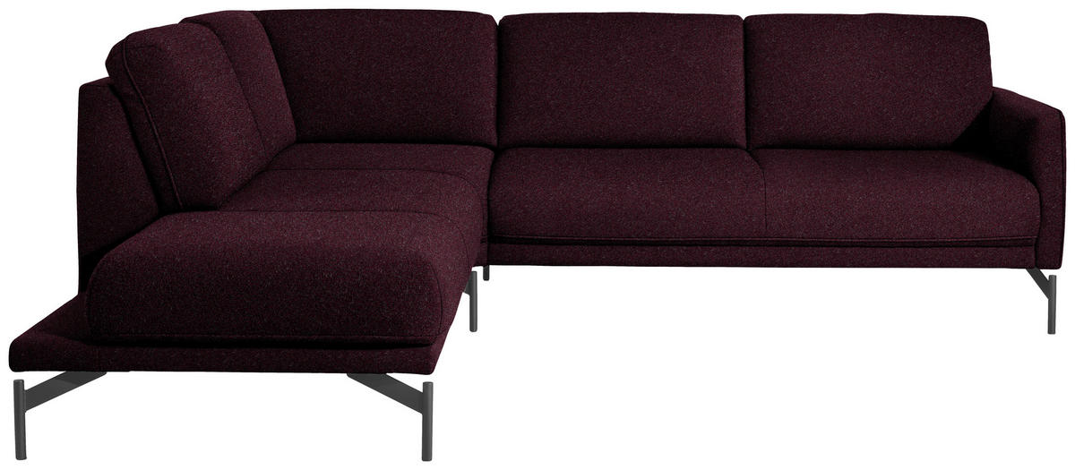 ECKSOFA in Flachgewebe, Struktur Dunkelrot  230/254 cm  - Anthrazit/Dunkelrot, Design, Textil/Metall (230/254cm) - Johann Jakob