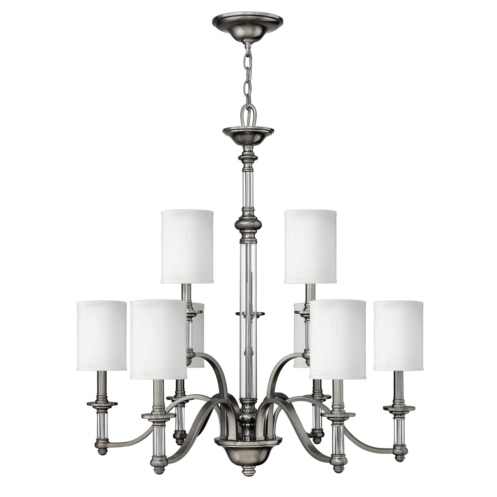 KRONLEUCHTER Sussex 81.3/99 cm  - Nickelfarben, LIFESTYLE, Glas/Textil (81.3/99cm) - Elstead Lighting