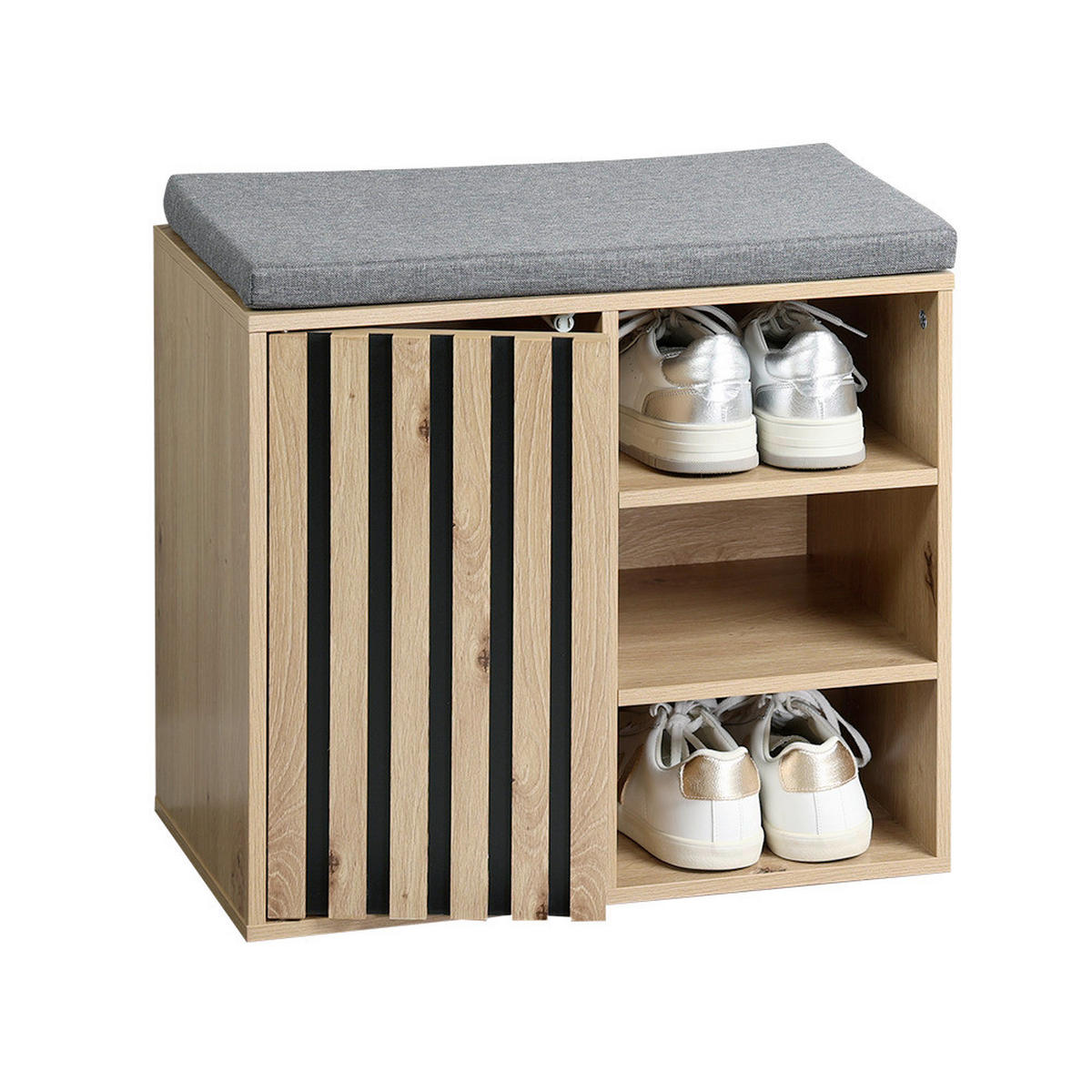SCHUHSCHRANK  in 51.5/48/29.5 cm  - Eichefarben/Schwarz, Design, Holzwerkstoff/Textil (51.5/48/29.5cm) - Kesper