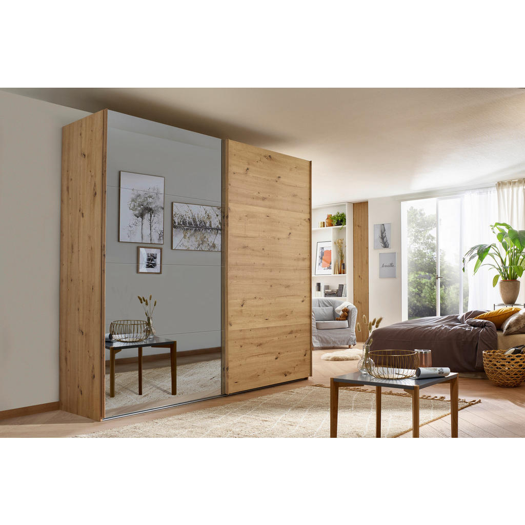 Thumbnail - Xora Schwebetürenschrank, Eiche Artisan, Holzwerkstoff, 6 Fächer, 226x235x68 cm, Blauer Engel, Goldenes M, Made in Germa...