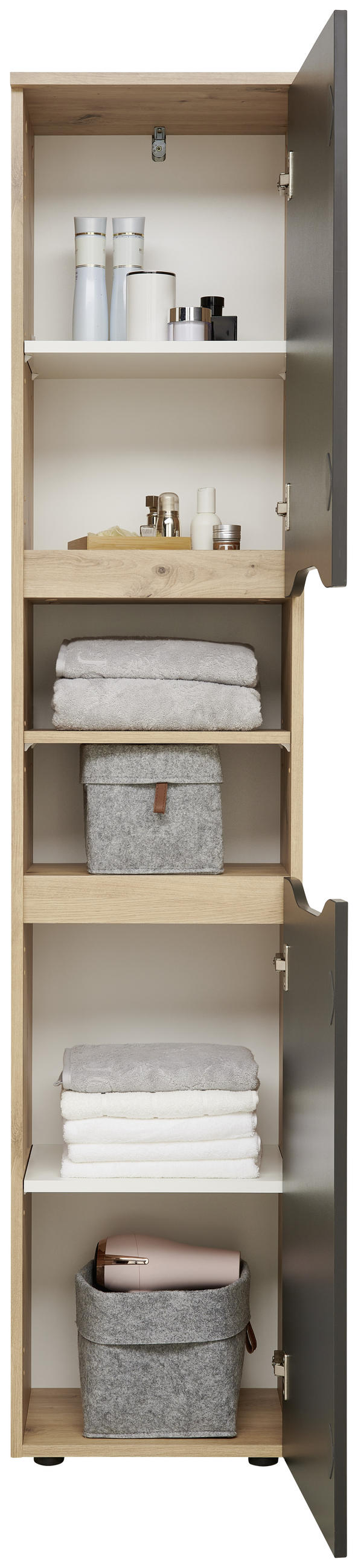HOCHSCHRANK 40/190/32 cm  - Anthrazit/Schwarz, MODERN, Holzwerkstoff/Kunststoff (40/190/32cm) - MID.YOU
