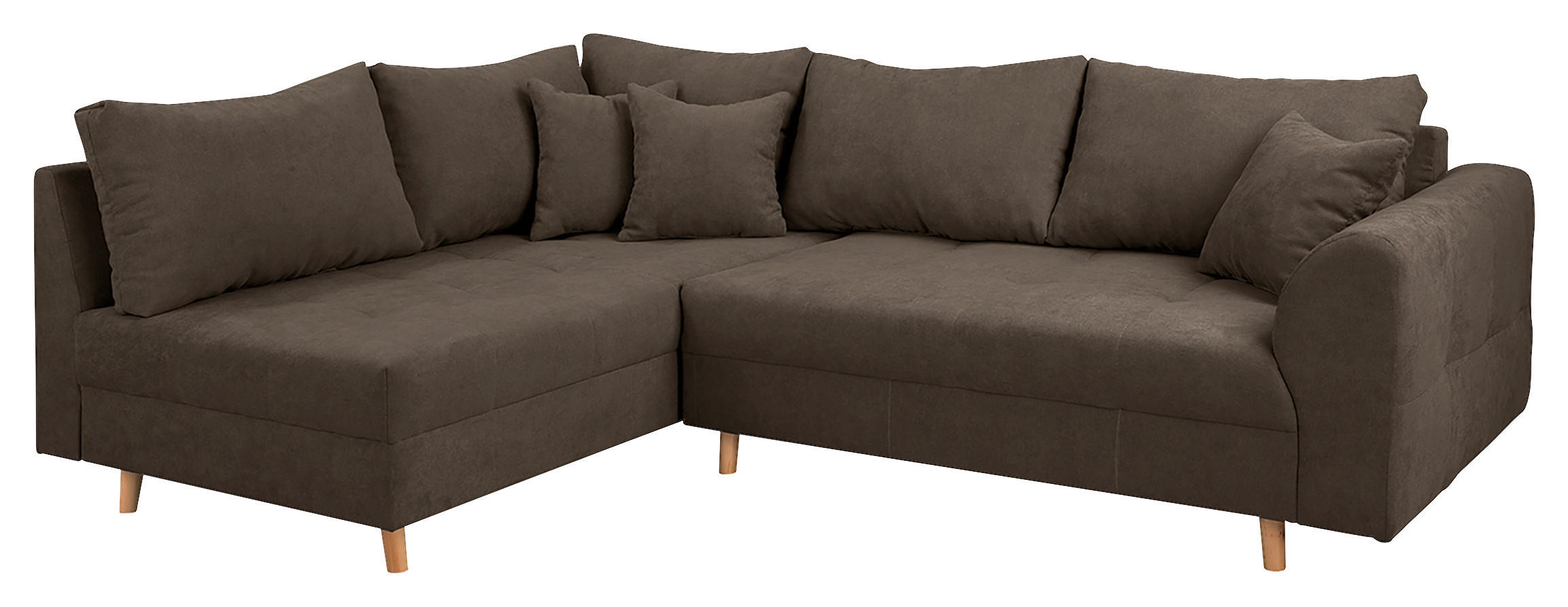 ECKSOFA Mikrofaser Braun  - Naturfarben/Braun, Design, Holz/Textil (161/231cm) - P & B
