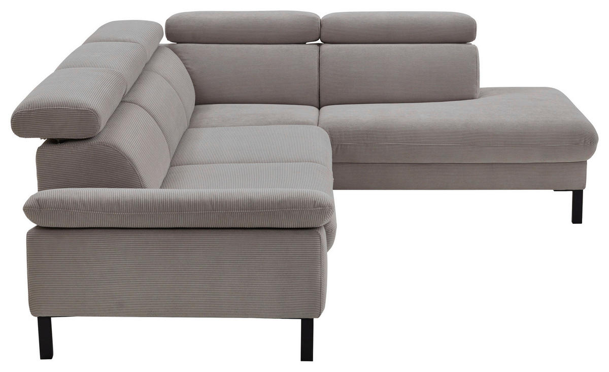 ECKSOFA 830 Grau Cord  - Schwarz/Grau, Design, Textil/Metall (272/217cm) - Pure Home Comfort