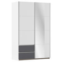 SCHWEBETÜRENSCHRANK in Grau, Weiss  - Weiss/Alufarben, Modern, Holzwerkstoff (131/210/59cm) - Rauch Möbel