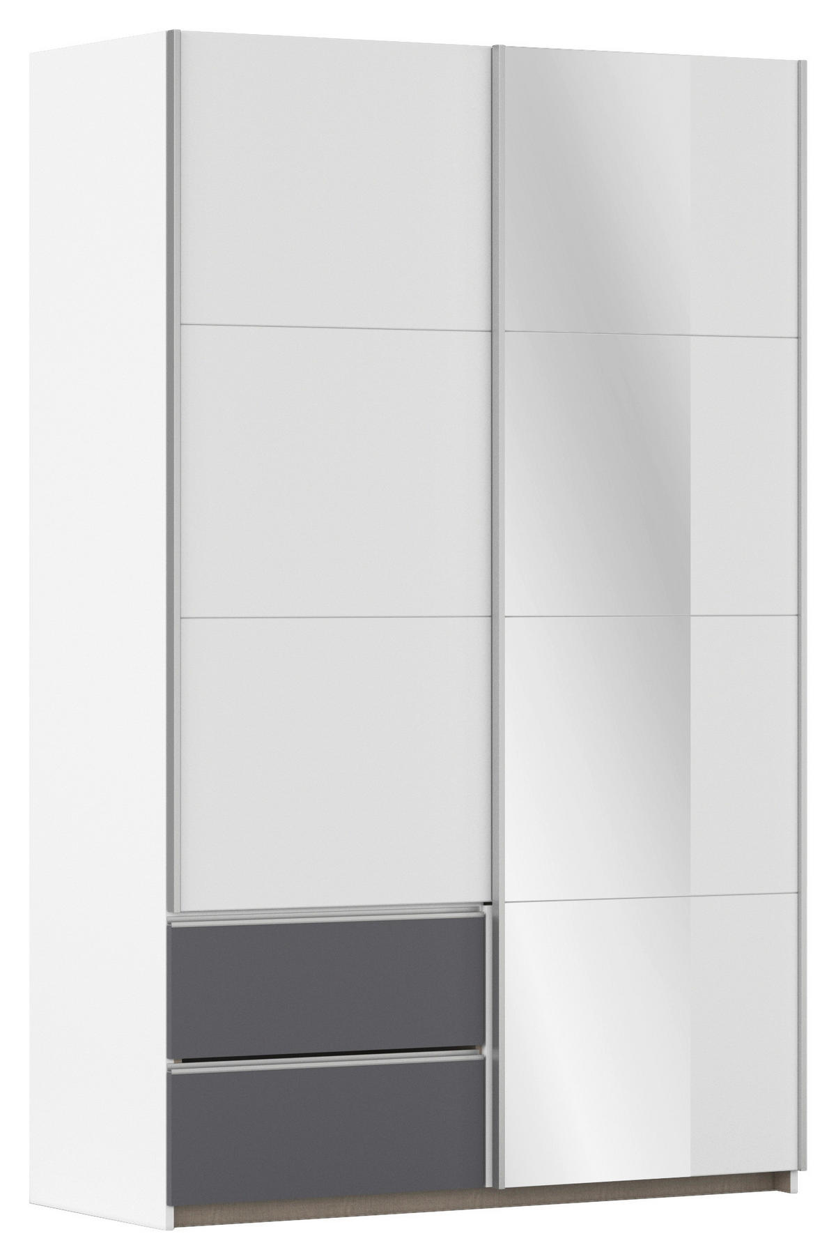 SCHWEBETÜRENSCHRANK in Grau, Weiss  - Weiss/Alufarben, Modern, Holzwerkstoff (131/210/59cm) - Rauch Möbel