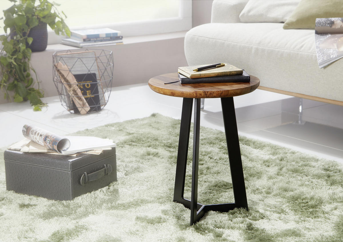 BEISTELLTISCH in Holz 35/35/45 cm  - Sheeshamfarben/Schwarz, Design, Holz/Metall (35/35/45cm) - MID.YOU