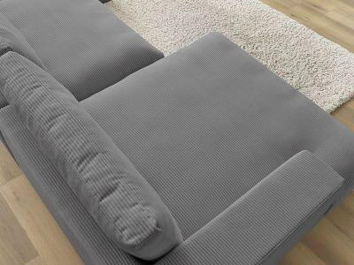 WOHNLANDSCHAFT LEONARD Dunkelgrau Cord  - Dunkelgrau/Schwarz, MODERN, Kunststoff/Textil (159/404/159cm)