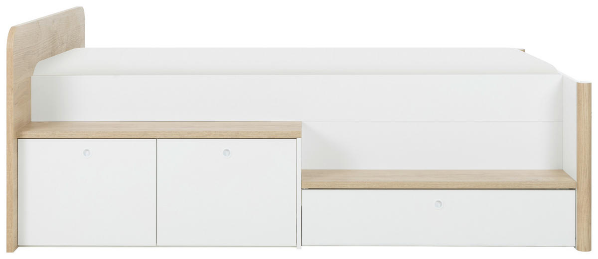 POSTEL S ÚLOŽNÝM PROSTOREM, 90/200 cm, bílá, barvy ořechu - bílá/barvy ořechu, Moderní, kompozitní dřevo (90/200cm) - MID.YOU