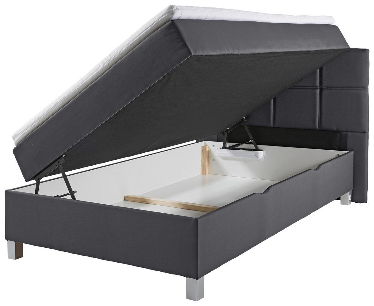 BOXBETT 120/200 cm  in Dunkelgrau  - Dunkelgrau/Alufarben, KONVENTIONELL, Kunststoff/Textil (120/200cm) - Carryhome