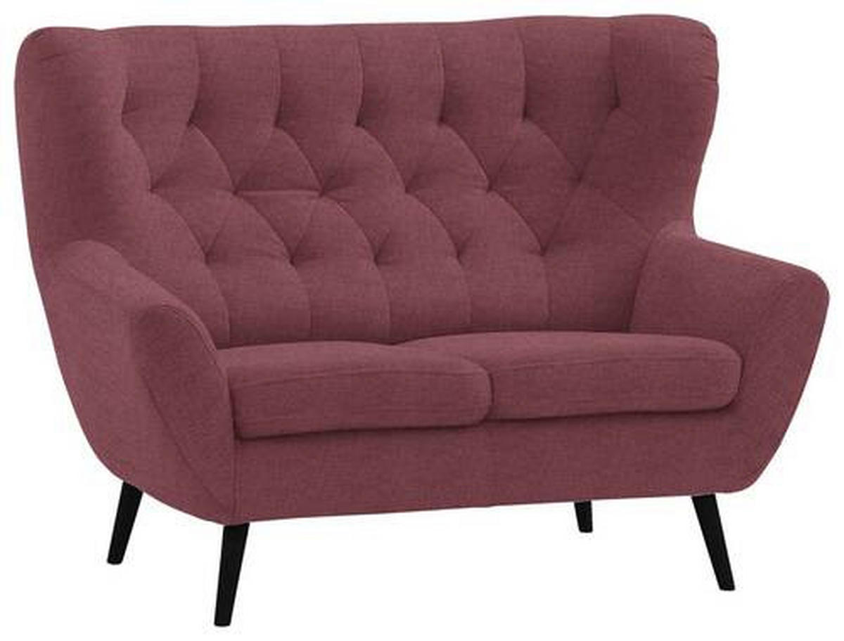 2-SITZER-SOFA in Mikrofaser Weinrot  - Weinrot/Schwarz, Design, Holz/Textil (137/101/95cm) - Stylife