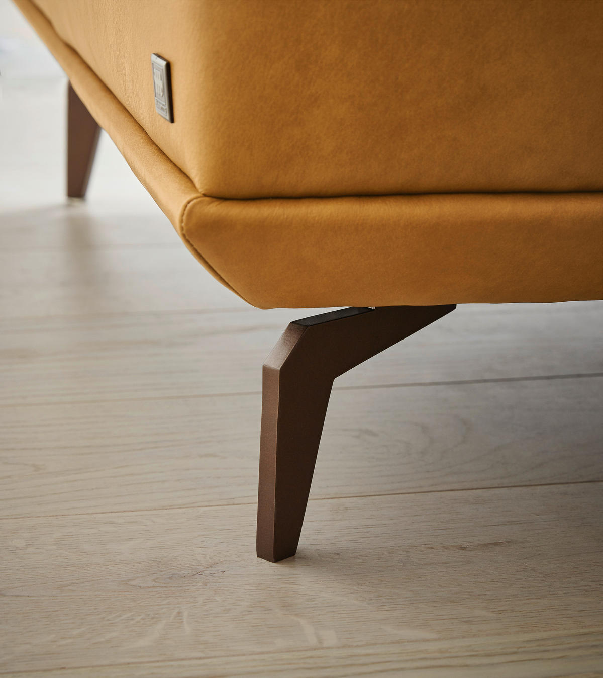 ECKSOFA MR 2490 Gelb Echtleder  - Gelb/Bronzefarben, Design, Leder/Metall (207/342cm) - Musterring