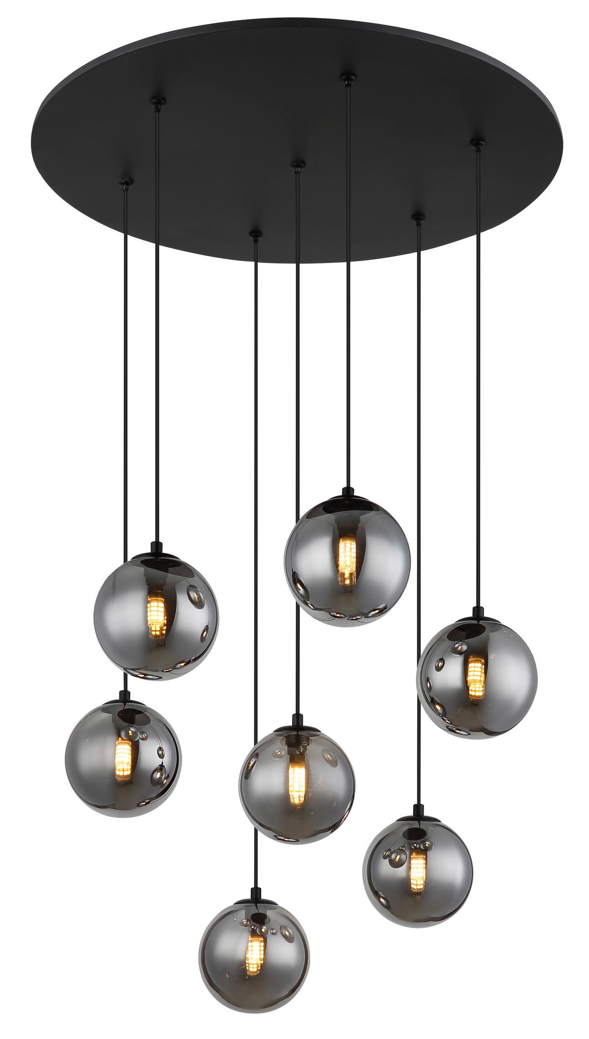LED-HÄNGELEUCHTE 55/120 cm  - Schwarz/Grau, Design, Glas/Kunststoff (55/120cm) - Globo