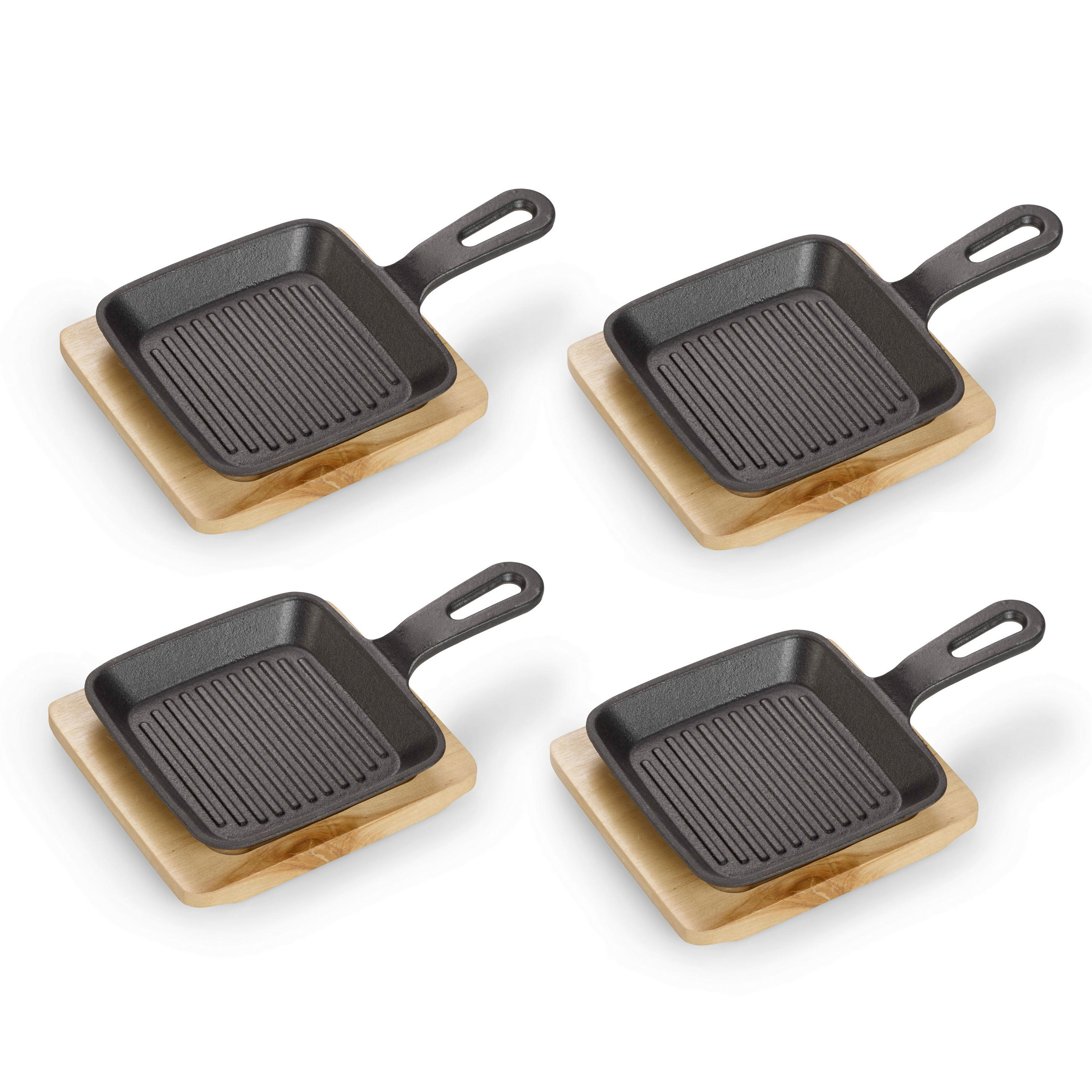 PFANNENSET Gusseisen 4-teilig  - Schwarz, Basics, Metall (13,7/22,2/2,2cm) - Echtwerk