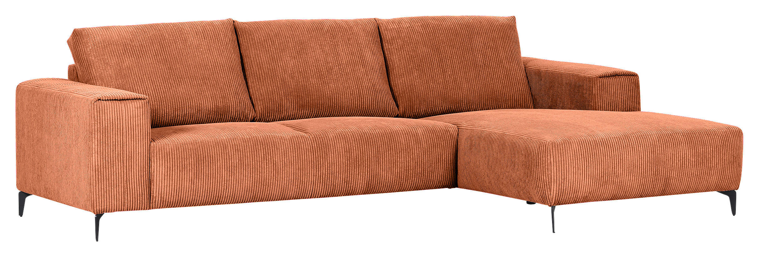 ECKSOFA in Cord Rostfarben  - Rostfarben/Schwarz, Konventionell, Textil/Metall (285/170cm) - Carryhome